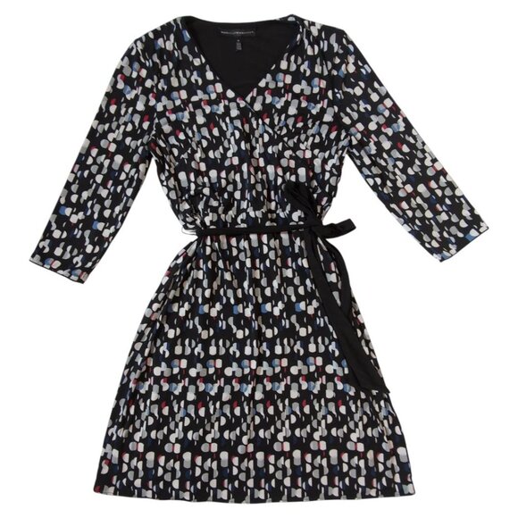 White House Black Market Reversible Wrap Dress Womens Size Medium Abstract - Picture 1 of 11